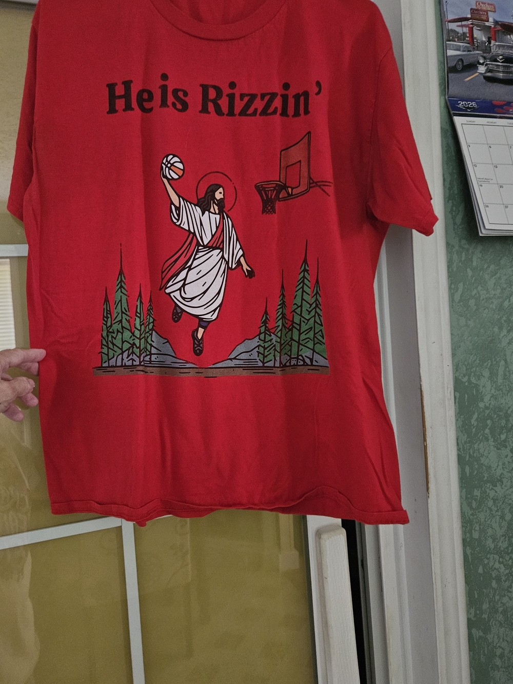 He is Rizzin' Red Graphic T-Shirt - Casual Home Tee